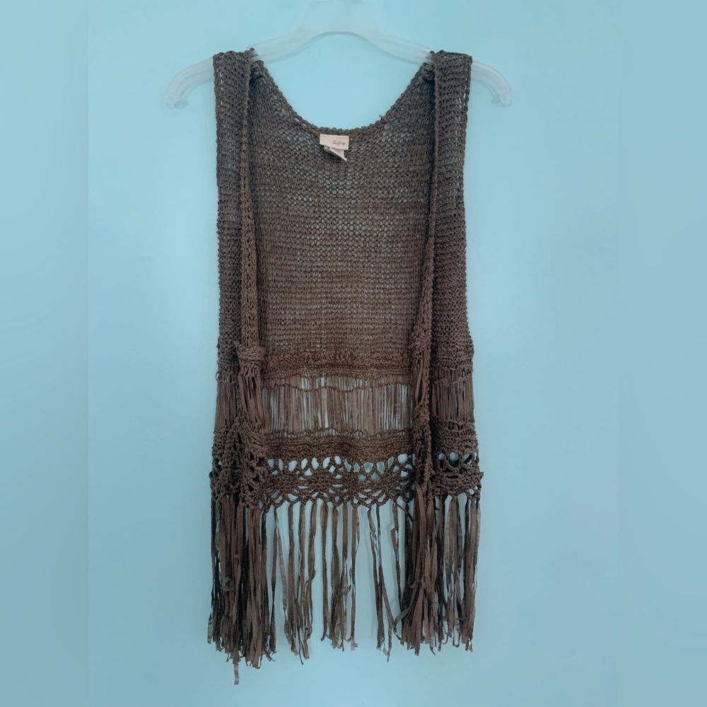 Daytrip Chocolate Knit Vest with Fringe